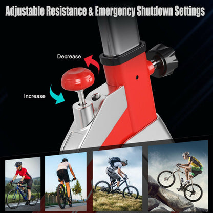 Stationary Silent Belt Adjustable Exercise Bike with Phone Holder and Electronic Display