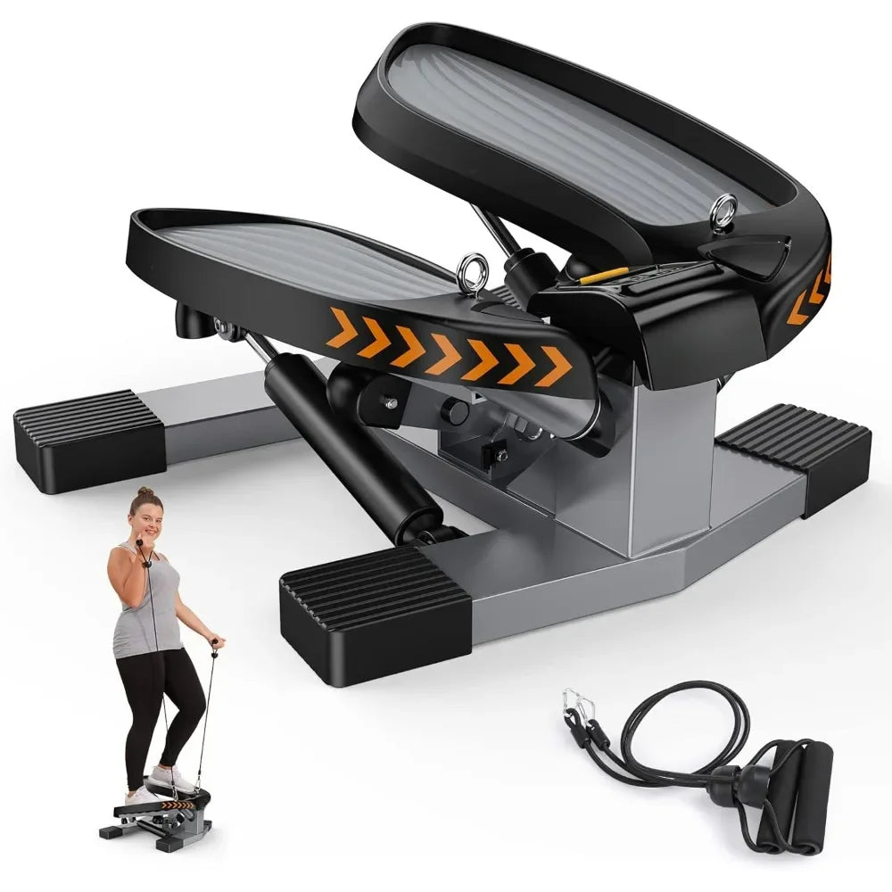 Stair Stepper for Exercises-Twist Stepper with Resistance Bands and 330Lbs Weight Capacity , Black , Lose Weight and Get Fit